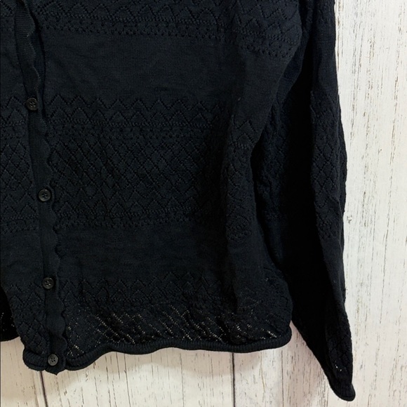 Frye Black Scalloped V-Neck Cardigan - Picture 4 of 10